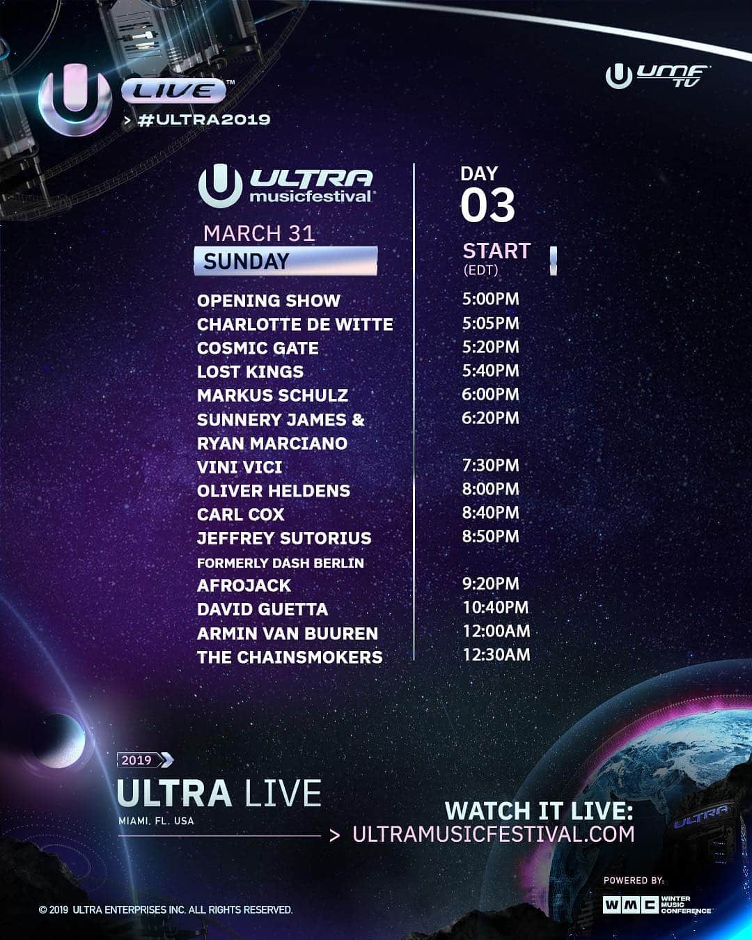 Ultra Music Festivalさんのインスタグラム写真 - (Ultra Music FestivalInstagram)「Join us for the final day of our #Ultra2019 broadcast today beginning at 5pm EDT on ULTRA LIVE!  Catch the stream on UltraMusicFestival.com」4月1日 5時29分 - ultra