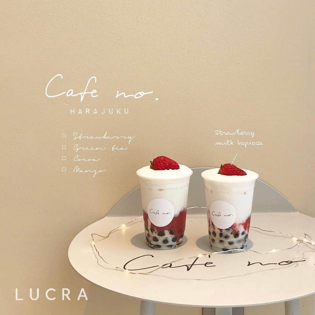 LUCRA（ルクラ）さんのインスタグラム写真 - (LUCRA（ルクラ）Instagram)「「Cafe no. (カフェナンバー)」 ストロベリーミルクタピオカが美味しくてかわいい🥛🍓 ㅤㅤㅤ  photo by @camy__19 ㅤㅤㅤㅤㅤㅤㅤㅤㅤㅤㅤ ㅤㅤㅤ  #cafeno#原宿#原宿カフェ ㅤㅤㅤ  ㅤㅤㅤ  LUCRA公式Instagram上で紹介させて頂くお写真を募集中！写真に#lucrajp をつけるかタグ付けして投稿してくださいね♡ ㅤㅤㅤ  #カフェ #カフェ巡り #渋谷カフェ#代官山カフェ#表参道カフェ #大阪カフェ#名古屋カフェ#カフェ巡り好きな人と繋がりたい#カフェ好きな人と繋がりたい#インスタ映え#カフェ好き #いちご#タピオカ巡り#タピオカ#タピ活#ボトル#ボトルドリンク#カフェナンバー#instagood#instalike#like4like#followme#ootd #food」3月31日 21時44分 - lucra_app