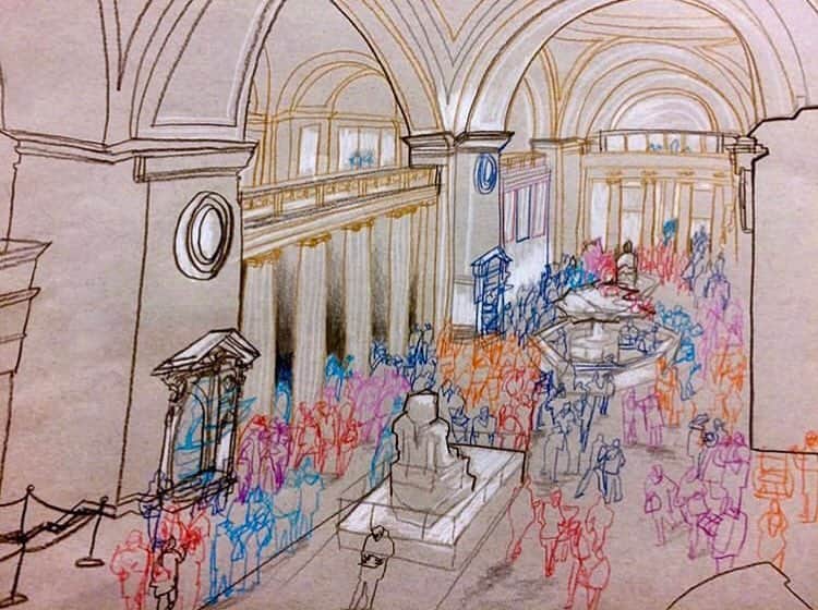メトロポリタン美術館さんのインスタグラム写真 - (メトロポリタン美術館Instagram)「✏️ Today’s #MetSketch Sunday pick is this colorful depiction of #TheMet’s Great Hall by @jedidore. Keep sharing your own drawings of the Museum with us by using the hashtag #MetSketch!」3月31日 22時20分 - metmuseum