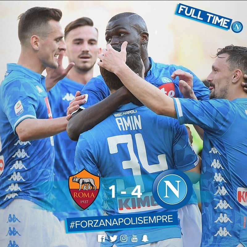 SSCナポリさんのインスタグラム写真 - (SSCナポリInstagram)「📌 Partita finita❗️💪🏻 ‪⚽️ ‬#RomaNapoli ‪1-4‬ ‪🇮🇹 @SerieA ‬ ‪💙 #ForzaNapoliSempre‬」3月31日 23時55分 - officialsscnapoli