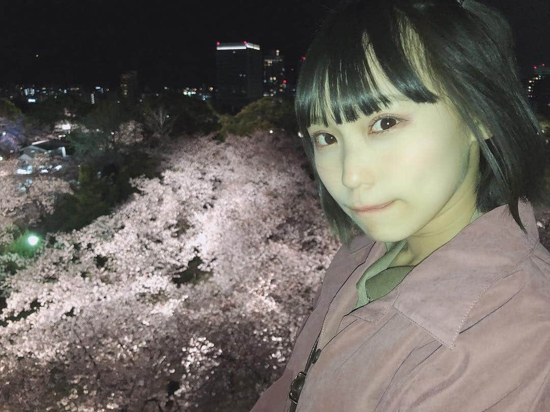 豊永阿紀さんのインスタグラム写真 - (豊永阿紀Instagram)「特に何したわけでもないんだけど、あまりにも楽しかったので、夜も行きました。夜桜！  ライトアップとっても綺麗でした。有料の価値アリ。なのに自分を撮ってしまう。アイドルの性ですかね。  桜もアイドルも、生で見た方が1000倍いい。のかも？」3月31日 23時59分 - aki_t_official