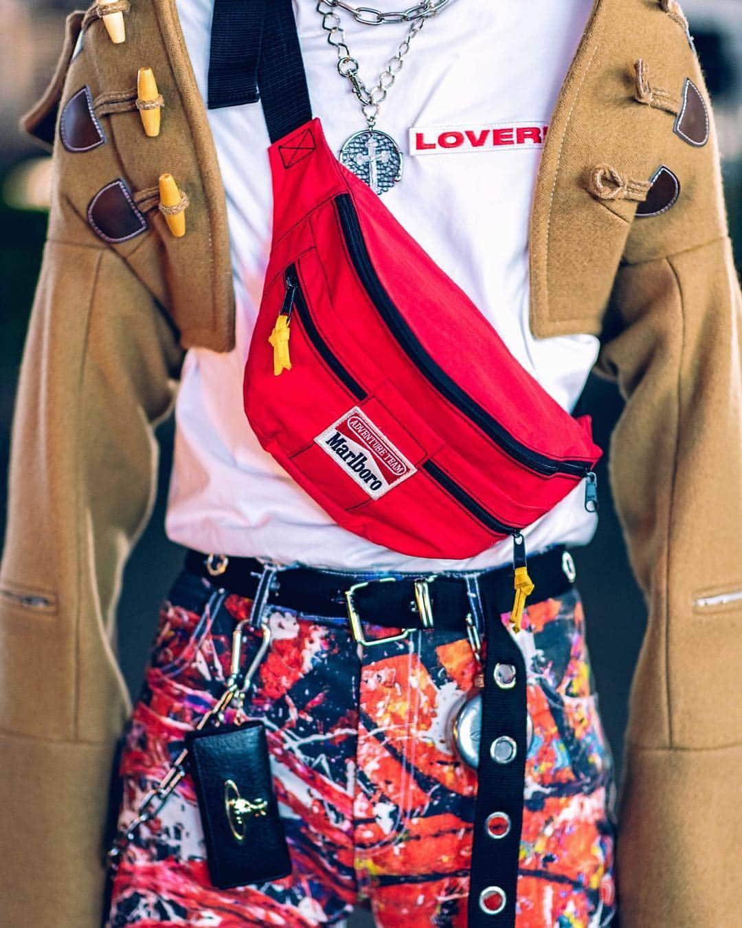 Harajuku Japanさんのインスタグラム写真 - (Harajuku JapanInstagram)「21-year-old hair stylist Shimon (@h_s_official04) on the street in Harajuku wearing a cropped hooded jacket by @_CharlesJeffrey, a Charles Jeffrey Loverboy shirt, Charles Jeffrey painted pants, Eytys boots, a vintage Marlboro crossbody bag, JBCG, and Vivienne Westwood accessories.」4月1日 1時11分 - tokyofashion