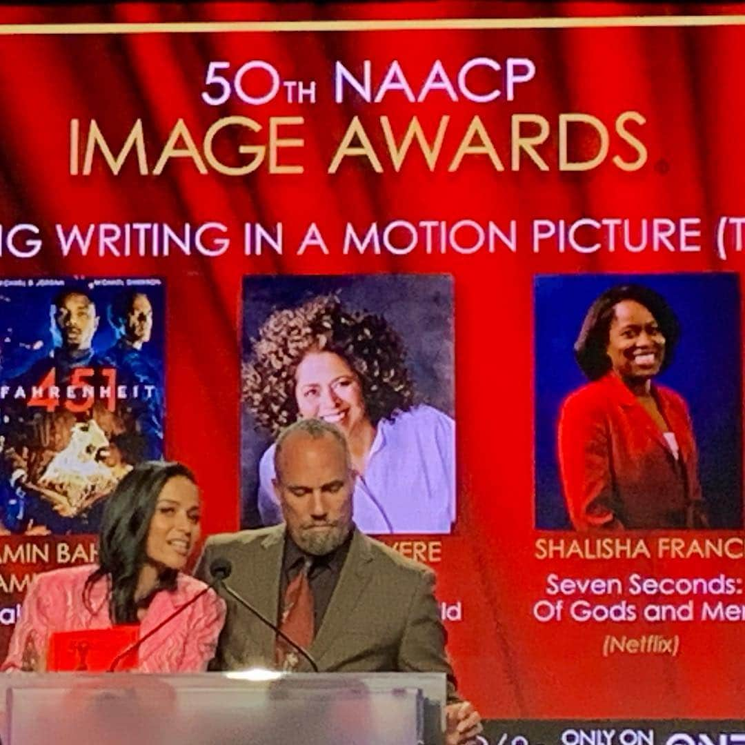 ジーン・トリプルホーンさんのインスタグラム写真 - (ジーン・トリプルホーンInstagram)「Congratulations to all the nominees at the 50th #naacpimageawards  I Presented Outstanding #Writing in a #Film  #Television and #literary instructional at the #NAACP #Imageawards dinner with #rogerguenveursmith  and of course BIG #shoutout out to my #behindthemovement family for our nomination!!! So proud to be part of this film!!! Thank you @tvone @naacpimageawards to @rodanandfields for beautiful dress jewelry @simongjewelry shoes @alexandrevauthier glam @carolinehernandezmakeup  @queenwink @maccosmetics @swirlfilmsig」4月1日 1時32分 - meta2meta