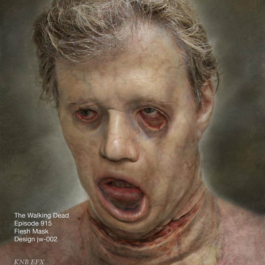 The Walking Deadさんのインスタグラム写真 - (The Walking DeadInstagram)「Concept art and final make up for Alpha’s skinned victim in last weeks episode.  The skin was then worn as a “fresh” whisperer.  Designed by John Wheaton, sculpted by Dave Grasso and applied by @wasnerkevin WATCH THE SEASON FINALE TONIGHT」4月1日 1時50分 - amcthewalkingdead