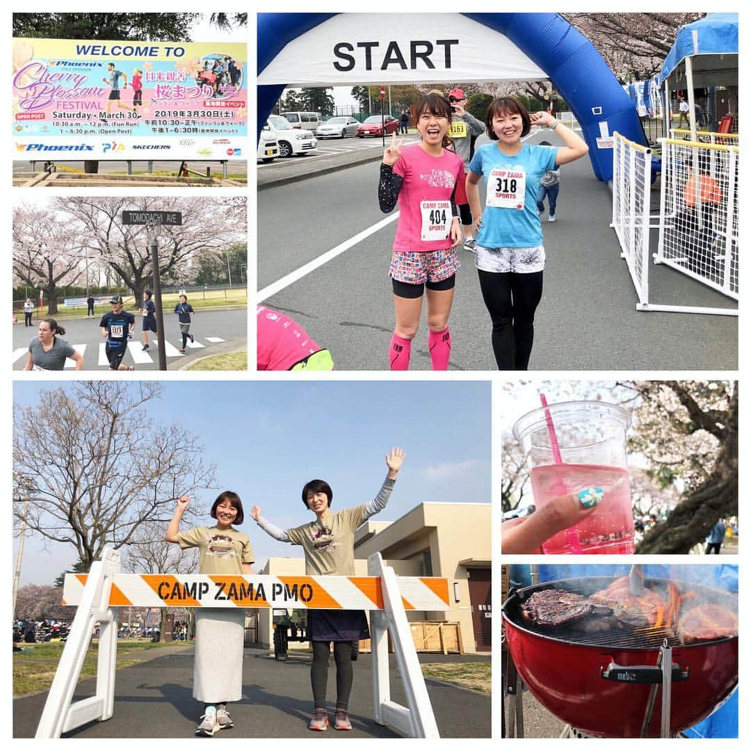 run+さんのインスタグラム写真 - (run+Instagram)「【座間桜まつり2019】 米軍基地ならではのアメリカンな感じが堪らなく楽しくて🍗楽しくて🍔 そして満開の桜の下駆ける楽しさ🌸🏃‍♀️ 今回、とーっても写真撮ったのでpic7は動画です🔈 ・ 約7㎞＆アップダウン→5Kmフラットコースに大幅チェンジのあった今回。 全力での5㎞走のほうが…キツくない？ 自分なりに頑張ったけど、順位変動なく昨年同様の5位 数字で見れば順位に変動はないんだけどそれでも頑張ったというか。。。 ランニングでは #現状維持は衰退ではない と私は思う😭 …ごめんなさい、甘いですかww また来年がんばりまーす！！ ・ それでも、今回もラン友の夕紀さんと会えたり、走った後にはアメリカンな屋台がたーくさん待っててくれるから、やっぱりこの大会が好き♡ 今回は桜の時期もパーフェクトに桜の下でお花見ランチ。 お花見ランチの後は屋台を見たり、座間基地をお散歩して満喫✨ ・ #走った後のご褒美 はやっぱり #肉 #座間キャンプ #キャンプ座間 #campzama #桜まつり #桜マラソン ・ #花見ラン #花見RUN #桜ラン  #花見  #桜 ・ #走れるって幸せ #ランニング #ジョギング #RUN #ラン ・ #ガーミン #ナイキプラス #ファンラン #ゆるラン #ハシリマスタグラム #ハシリマシタグラム #走るひと #ランスタグラム #ランニケーション ・ #Runday #RunLovesLife」4月1日 13時58分 - runplus