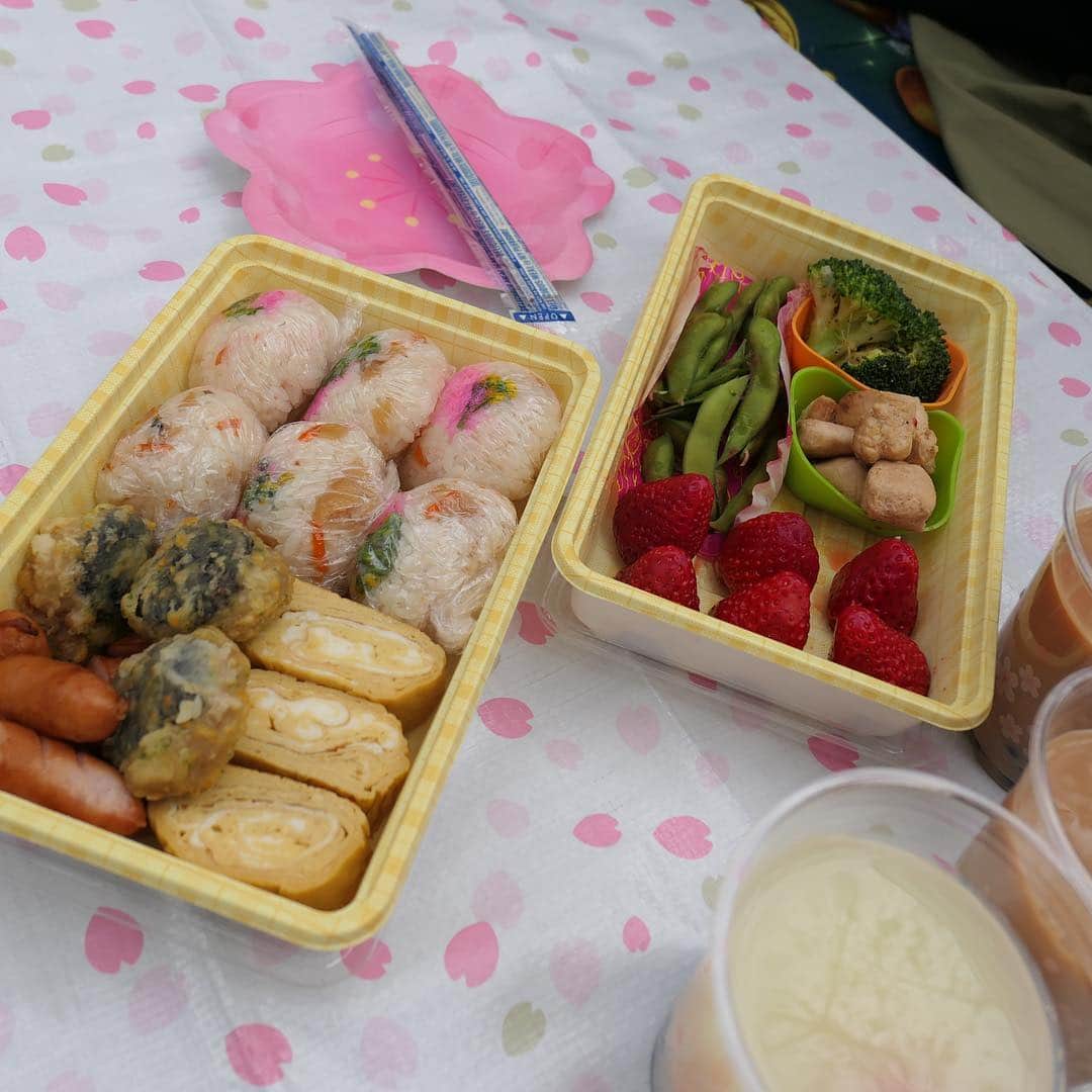 高城亜樹さんのインスタグラム写真 - (高城亜樹Instagram)「. 今年はお花見行けないかな？ って思ってたけど お母さんと妹と一緒に行けました🌸 簡単にちらし寿司おにぎりと 家にあった食材を詰めて🍱 桜の下で食べるランチ 美味しかった❤️ . #お花見 #cherryblossom」4月1日 14時08分 - akiii_takajo