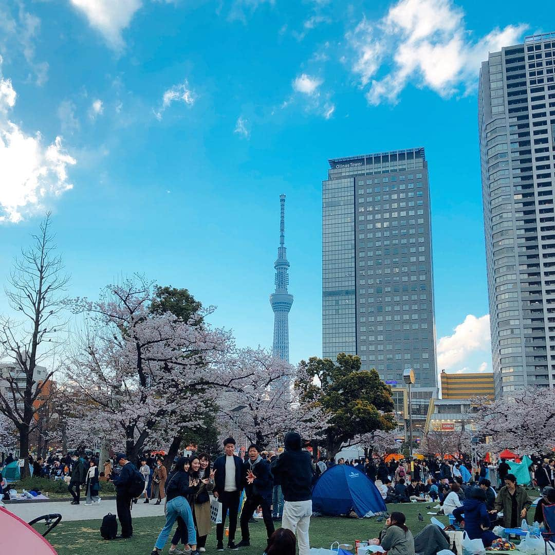 佐藤弥生さんのインスタグラム写真 - (佐藤弥生Instagram)「昨日は旦那さんのお仲間とお花見🌸会 土曜日より暖かくて一安心😎 桜のパウンドケーキとアレコレ買って伺いました 錦糸公園って初めて行ったけど 🌸とても綺麗で、大混雑のお花見スポットでした 余りにも人が多いのでチーム女子で📸 来年はデザート以外も手作り💪頑張ります！ 今後共よろしくお願いします❣️ #お花見#🌸#桜#錦糸公園#平成最後#🍺#解禁まであと少し#我慢だ」4月1日 6時32分 - yayoyayo_s