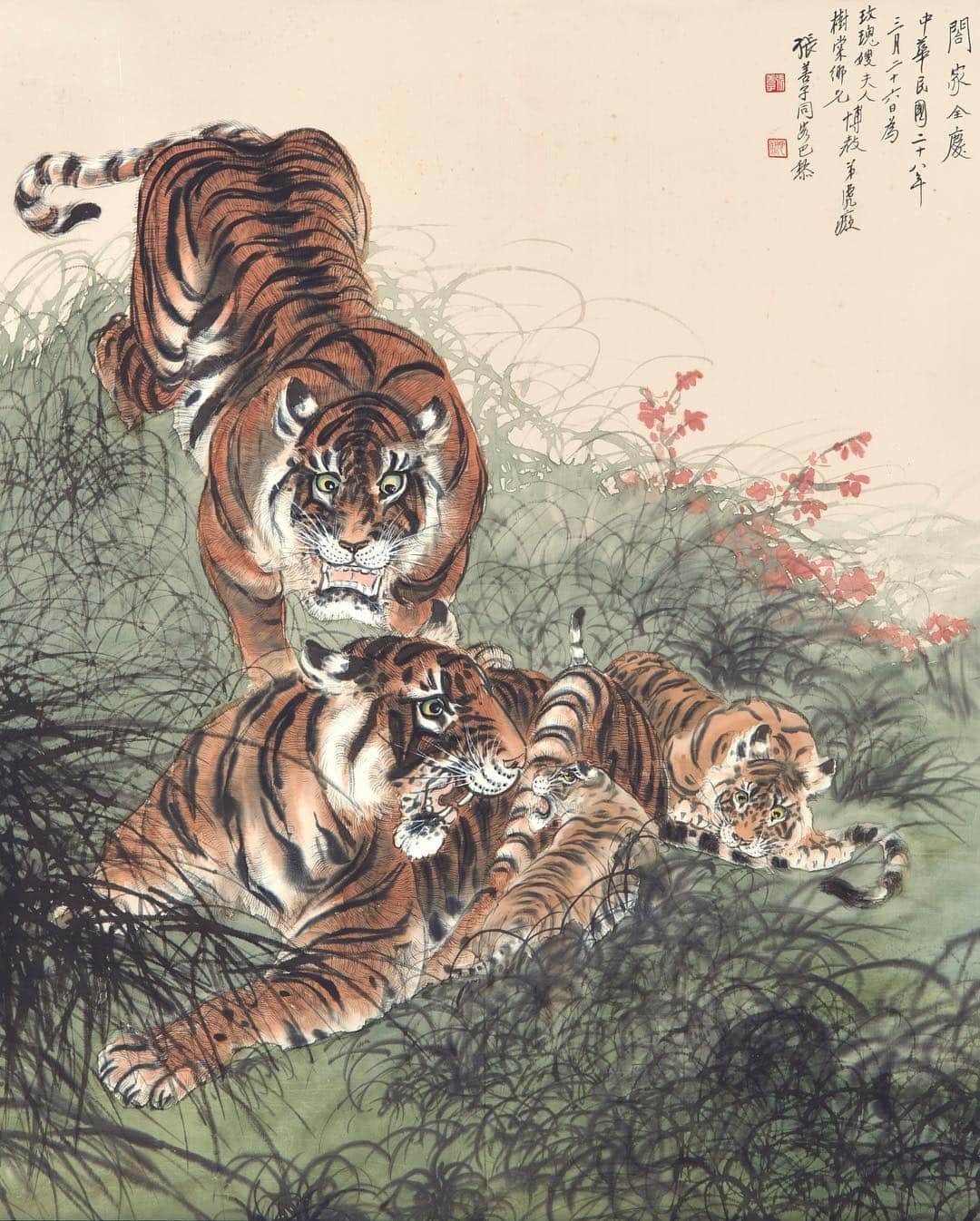 サザビーズさんのインスタグラム写真 - (サザビーズInstagram)「Go wild! Our Fine Chinese Paintings sale is populated with a variety of wild animals, including ‘Gibbon on Old Tree’ by Zhang Daqian, painted while the artist was staying in Darjeeling in India, ‘A Family of Tigers’ by Zhang Shanzi, Daqian’s brother, and ‘Lion Standing on Rock’ by Gao Qifeng. Visit them at the #HongKong Convention and Exhibition Centre, where they are on view through 1 April. #SothebysHongKong #SothebysAsianArt」4月1日 9時30分 - sothebys