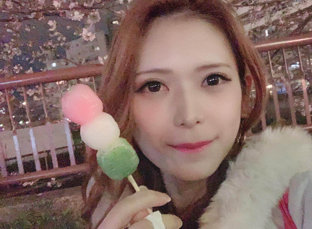 大見さなえさんのインスタグラム写真 - (大見さなえInstagram)「令和！新元号発表された💓 花より団子😋🍡 と言いつつお花も好きだから ご飯帰りにつばきちゃんも一緒にお花見へ🐶❣️ 『#目黒川桜まつり 🌸』 ・ 先週行って結構咲いてたけど、今はが満開みたい😍 出店はたくさんでてて、串焼き、ポテト、  唐揚げと 流行りのチーズドックもあった😳✨ ・ お持ち帰りでいちご大福3個(１つ撮る前に食べてしまった😂🙈)と 3色団子はお花見に味としても食べたくなるのと 写真映えにも良くて置いてあるの嬉しい☺️🍡 ・ #桜 #花より団子 #お花見 #花見 #sakura #中目黒 #目黒川 #目黒川の桜 #4月1日 #新元号 #令和」4月1日 11時43分 - tabe_megumi
