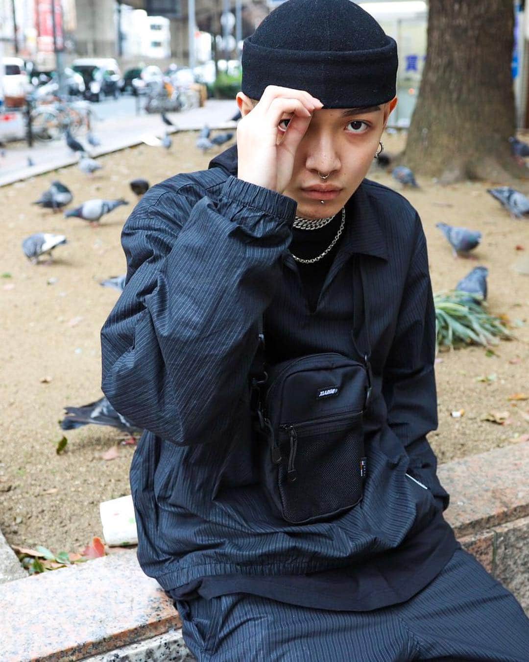 のインスタグラム：「STYLE @kentaro_kazita  XLARGE×STARTER BLACK LABEL PULLOVER STRIPED SHIRT ¥15,000＋TAX --- @xlargejp  #xlarge #xlargejp #xlarge_snap #xlumeda」