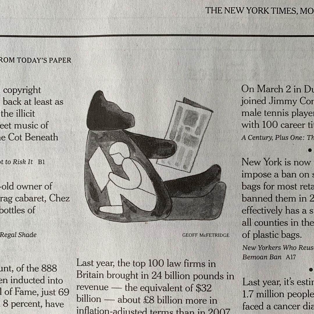 ジェフ・マクフェトリッジのインスタグラム：「Everyday in April 2019 I will do a small drawing for page 3 of the @nytimes」