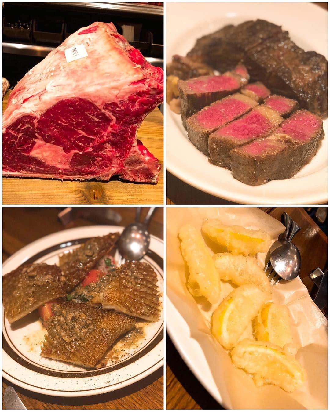 のインスタグラム：「久しぶりの日比谷線の会(小石原はるか & 片岡千晶 & 山本ケンスケ & 秋山具義)で、池尻大橋『ビストロ オー オン ブーシュ』に行ったら、恵比寿の名店『coyacoya』の宮崎小弥太さんとバッタリ。笑﻿ ﻿ どれもこれも美味しすぎた〜！！！﻿ ★は、写真の料理です！﻿ ﻿ 鹿のテリーヌ 煮こごり﻿ クレソンのサラダ﻿ グラタンドフィノア﻿ オニオングラタンスープ﻿ 十勝マッシュルームのソテー﻿ レモンのフリット★﻿ ルッコラのサラダ﻿ トリッパのカリカリ焼きとトマト★﻿ ﻿ (滋賀の精肉店『サカエヤ』の新保さんが手当てした肉)﻿ 近江牛カイノミ★﻿ 熟成肉リブロース★﻿ ﻿ #ビストロオーオンブーシュ #サカエヤ #池尻大橋熟成肉﻿ #具義焼肉2019」