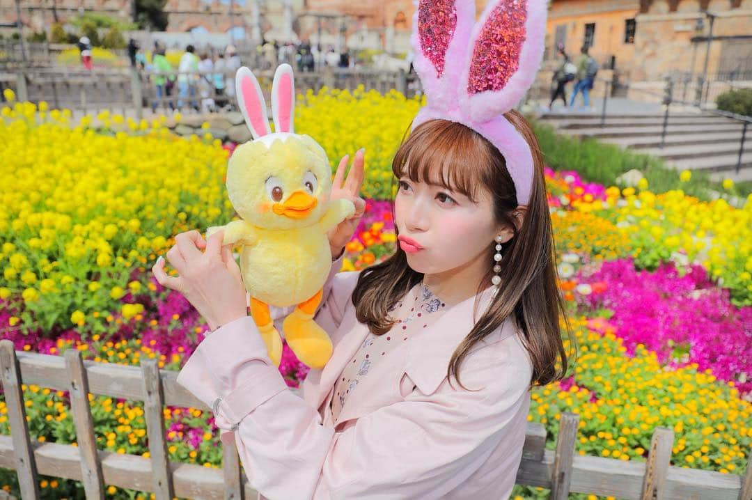 あいにゃんさんのインスタグラム写真 - (あいにゃんInstagram)「うさピヨ🐥と初対面＆初じゃれあい💗💕💗💕 (ちゃっかりクチバシの真似をした顔が、なんかイラっとくる写真になっておりますw) . 今日発売のうさ耳を買いに行ったらうさピヨに見つめられてついつい買っちゃったんだけど、、、ふわっふわな触り心地とお顔のキュートさに完全に心奪われました💘🥰あー。ほんとにほんとに可愛い！！！！🐣🌸🌼 . 私を好きって言ってくれる子達のことを今まで"にゃんヲタ"ちゃんと言ってきたんだけど、"にゃんピヨ🐱🐣"にしたいなと思っちゃってる自分がいる、、、笑。どう思いますか？😂😂😂💗💕💭 . #tds #tdr #tokyodisneyresort #tokyodisneysea #disneysea #disneyeaster #東京ディズニーシー #東京ディズニーリゾート #ディズニーシー #ディズニーイースター #イースター #うさピヨ #ディズニーコーデ」4月1日 23時40分 - ainyan_0302