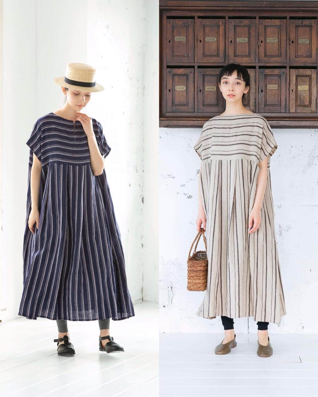 のインスタグラム：「【 Lueuf 】ナチュランでしか買えない 別注ストライプワンピース﻿ ﻿ デイリー使いしやすいシルエットに、女性らしさやトレンドをバランスよくデザインしたアイテムが好評の「Lueuf」より、ナチュラン別注のストライプワンピースが到着しました。﻿ バイヤーがこだわって作った、永く愛用してほしい特別な1枚に仕上がりました。﻿ ﻿ ﻿ -----------﻿﻿﻿﻿ ■強撚細番手2WAY切り替えストライプワンピース(A・キナリ)［RSC-2A30-0477-A］﻿ ■強撚細番手2WAY切り替えストライプワンピース(B・ネイビー)［RSC-2A30-0477-B］﻿ コシが強く繊維が丈夫な強撚の細番手リネン。使うほどに風合いが増し、くったりと肌に馴染んでいきます。﻿ 細い糸で織った生地はリネンが苦手な方にもおすすめな、滑らかな着心地も魅力です。﻿ 色によってストライプの幅やピッチが変わるので、それぞれ違った雰囲気を楽しんでいただけます。﻿ ﻿ ﻿ ﻿ ------------------------------﻿﻿﻿﻿ ﻿ ▶️お買いものは写真内のタグをタップしてくださいね。またはプロフィールからもナチュランへリンクしています。→@natulan_official﻿﻿﻿﻿ ﻿ ▶️写真内のタグは、販売中でも消えている場合がございます。ぜひ、ナチュランの検索窓から、商品コード又は商品名を、検索してみてくださいね。﻿﻿﻿﻿ ﻿ ▶️プロフィール画面では、季節のおすすめ商品や、再入荷情報をご紹介しています。ぜひ、ご覧くださいませ。→@natulan_official﻿﻿﻿﻿ ﻿﻿﻿﻿ -----------﻿﻿﻿﻿ #lifewear #linendress #今日のコーデ #コーディネート #ファッション #ナチュラル #ナチュラン #natulan #日々の暮らし #暮らしを楽しむ #シンプルライフ #シンプルコーデ #シンプル #暮らし #春夏コーデ #大人コーデ #春カラー #新生活　#新生活応援　#ナチュラルコーデ　#リネン　#ワンピース　#ワンピースコーデ　@_chibayuka_」