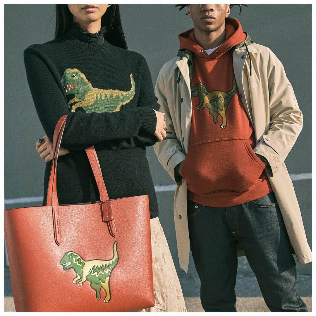 のインスタグラム：「Our favorite mascot takes a star turn in a new collection of Coach essentials. From sweatshirts to totes, get ready to feel the roar. #RexyTheCoachDino #CoachNY」