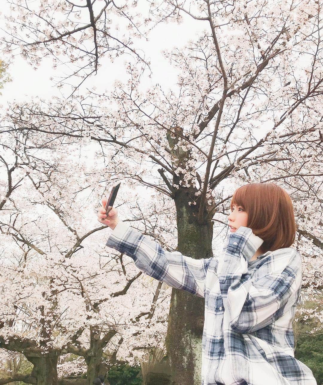のインスタグラム：「自撮りしてるところをくろねこに撮られてた🌸（笑）」