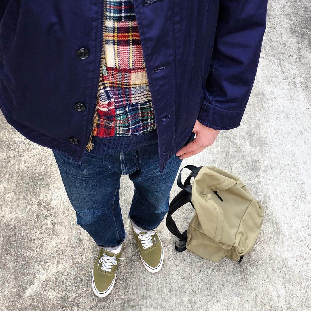 the.daily.obsessionsさんのインスタグラム写真 - (the.daily.obsessionsInstagram)「Today's Outfit. ↓ ＊60's Vintage U.S.Navy Utility Jacket ＊90's Old #PoloRalphLauren Patchwork Shetland Sweater ＊60's Vintage #Levis #501 #BigE Type-Model ＊90's Old #OUTDOORPRODUCTS Daypack Made in USA ＊80's Vintage #Vans Authentic Made in USA」4月1日 22時22分 - the.daily.obsessions