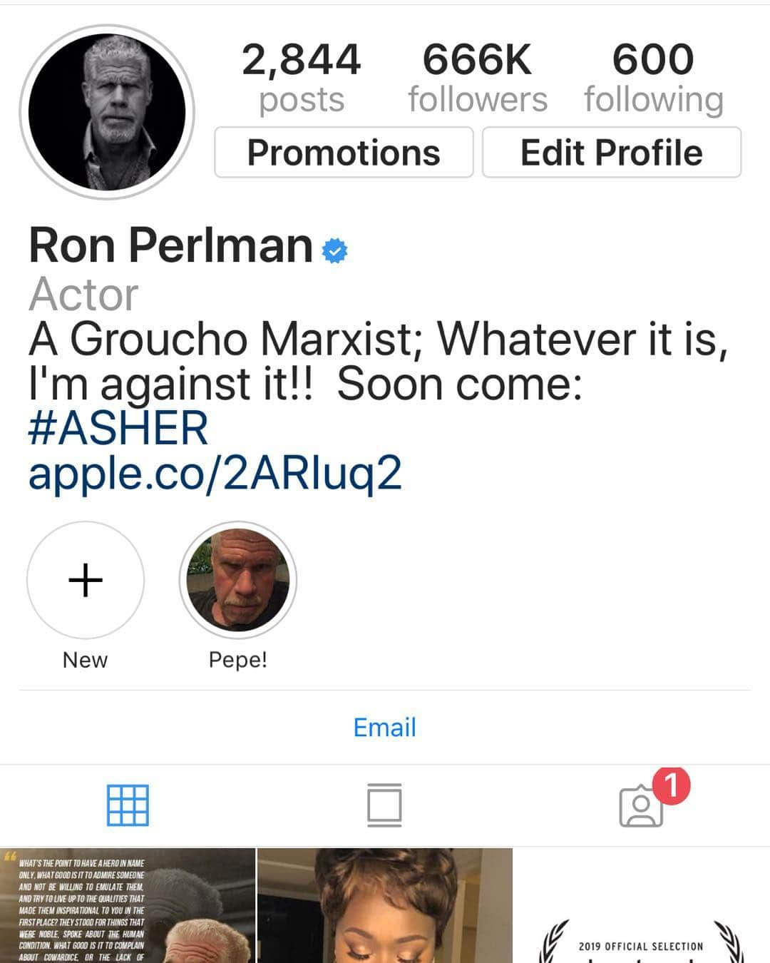 ロン・パールマンさんのインスタグラム写真 - (ロン・パールマンInstagram)「The number of followers I have is nothing short of diabolical!」4月1日 22時36分 - perlmutations