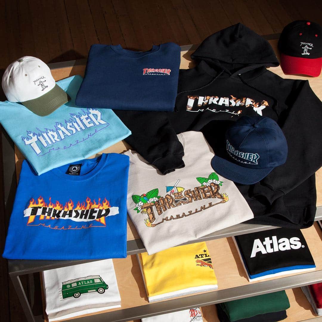 スラッシャーのインスタグラム：「👉🏽 @atlasskateboarding in San Mateo has all the new Thrasher gear 🔥🖤🔥」