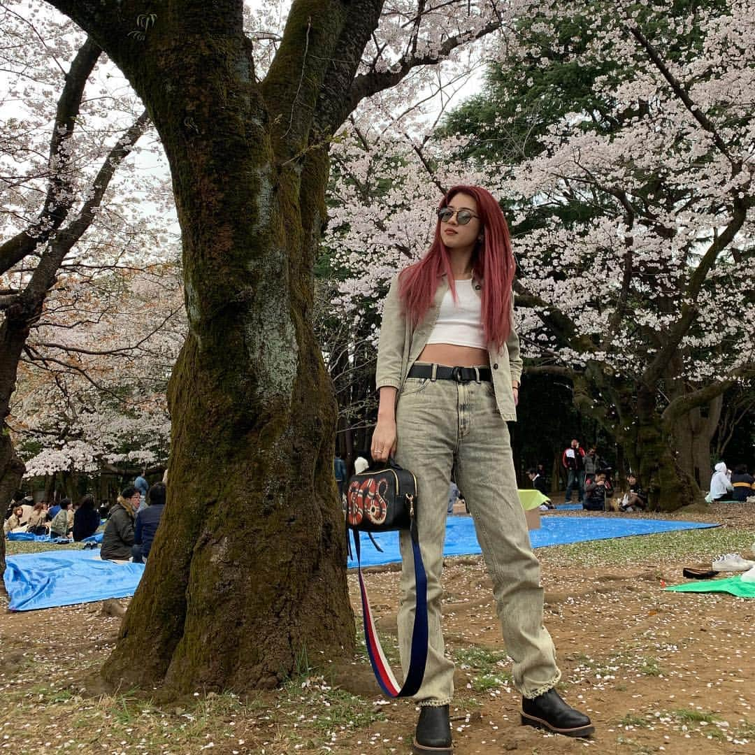 武部柚那さんのインスタグラム写真 - (武部柚那Instagram)「桜は散ってしまうね🌸また来年ねっ 令和の桜待ってろよっ!」4月2日 1時01分 - yuzuna__takebe__official