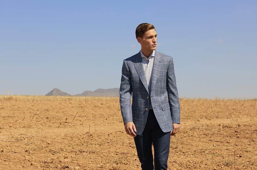 のインスタグラム：「A bastion of high quality menswear, the checked blazer is a piece to invest in.  This bold jaspe cloth Prince of Wales check Jacket is constructed using a cloth from the globally renowned Italian mill Cerruti, which adds silk content to the wool. The effect is sleek and elegant, with mother of pearl buttons sourced from abalone shells adding to the luxury feel.  Just add yacht for the ultimate Riviera experience.  Shop online or in store at Savile Row. . . . . #ss19#newin#new#shopthelook#CBstyle#tailoredtofit#savilerow#menwithstyle#fashion#mensstyle#style#chesterbarrie#tailoring#menswear#jacket#mensfashion#Britishfashion#menslifestyle#london#newcollection#chesterbychesterbarrie#spring#summer#checkedjacket」