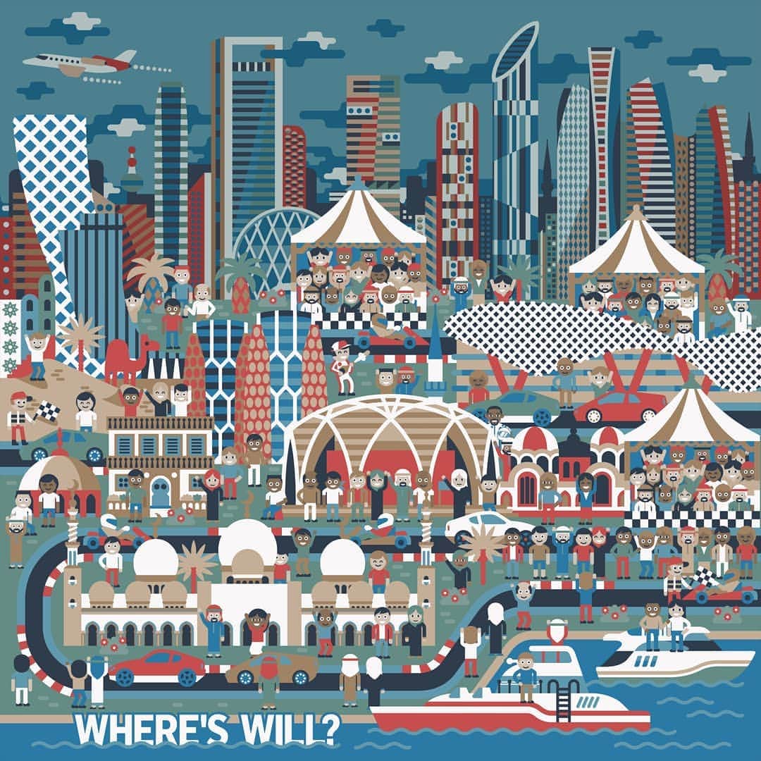 ウィル・スミスのインスタグラム：「Where’s Will? Artist @kallwejt takes us to Abu Dhabi to find out! Find @WillSmith amongst the crowd if you can 👀 #WillSmithsBucketList」