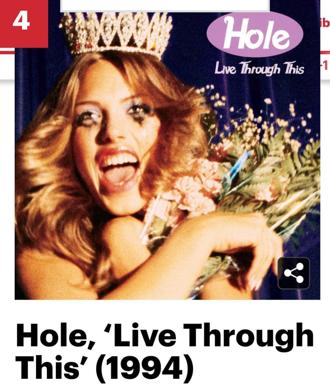 コートニー・ラブさんのインスタグラム写真 - (コートニー・ラブInstagram)「LIVE THROUGH THIS.  #4  @rollingstone 50 Greatest Grunge Albums. (link in bio)  #Hole #LiveThroughThis #1994」4月2日 2時44分 - courtneylove