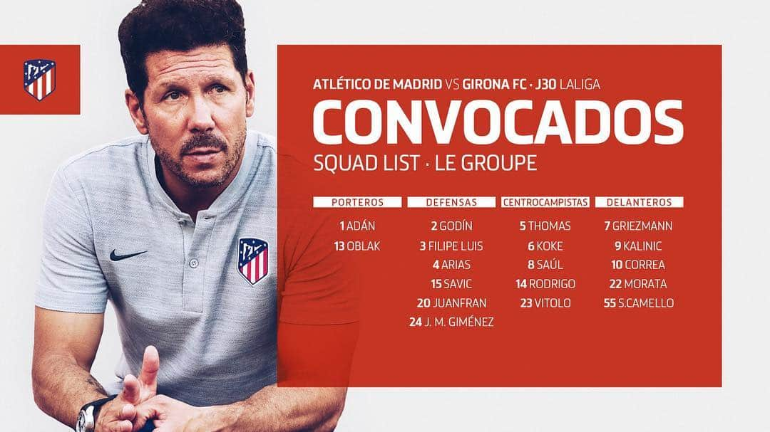 アトレティコ・マドリードさんのインスタグラム写真 - (アトレティコ・マドリードInstagram)「📋 | CONVOCATORIA ¡Ésta es la lista de @Simeone para el #AtletiGirona! ¡Descúbrela!👇 - 📋 | SQUAD LIST Take a look at who Simeone has called up for the #AtletiGirona match!👇 - 📋 | Simeone a dévoilé les joueurs convoqués pour #AtletiGirona! !👇 #AúpaAtleti #Atleti #Atlético#AtléticoDeMadrid #Fútbol #Soccer#Football #GoAtleti」4月2日 3時30分 - atleticodemadrid