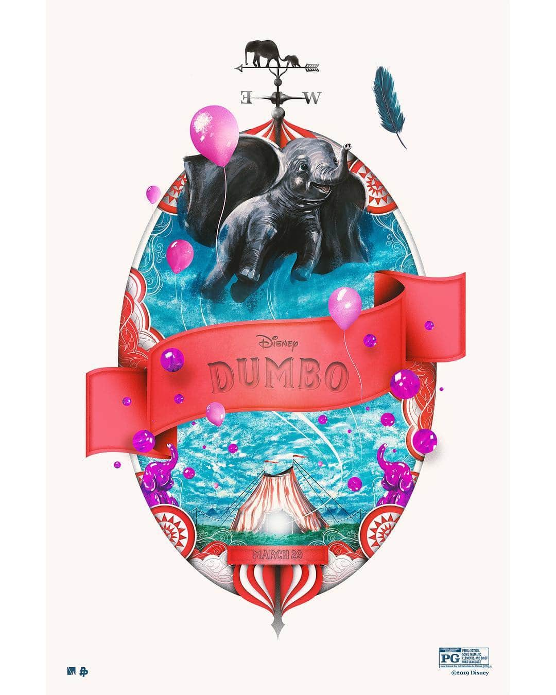 Walt Disney Studiosさんのインスタグラム写真 - (Walt Disney StudiosInstagram)「Reach new heights with these #Dumbo inspired posters by artists @jeremy_pailler, @lst_mind, @paidesign, and @ad_illustrator. Dumbo is now playing in theaters!」4月2日 4時12分 - disneystudios