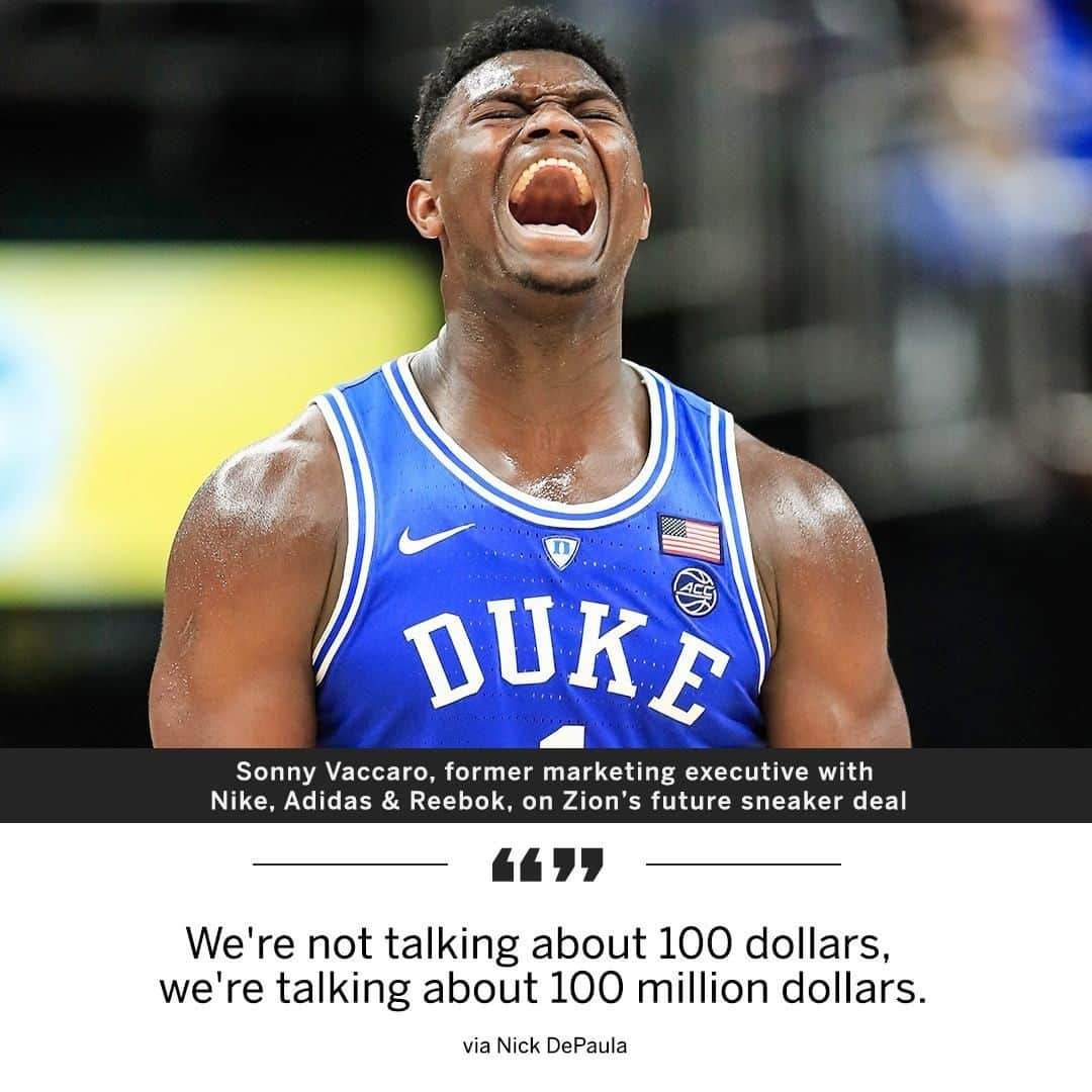 スポーツセンターさんのインスタグラム写真 - (スポーツセンターInstagram)「Zion may start the biggest shoe endorsement bidding war we've ever seen 💰」4月2日 6時23分 - sportscenter