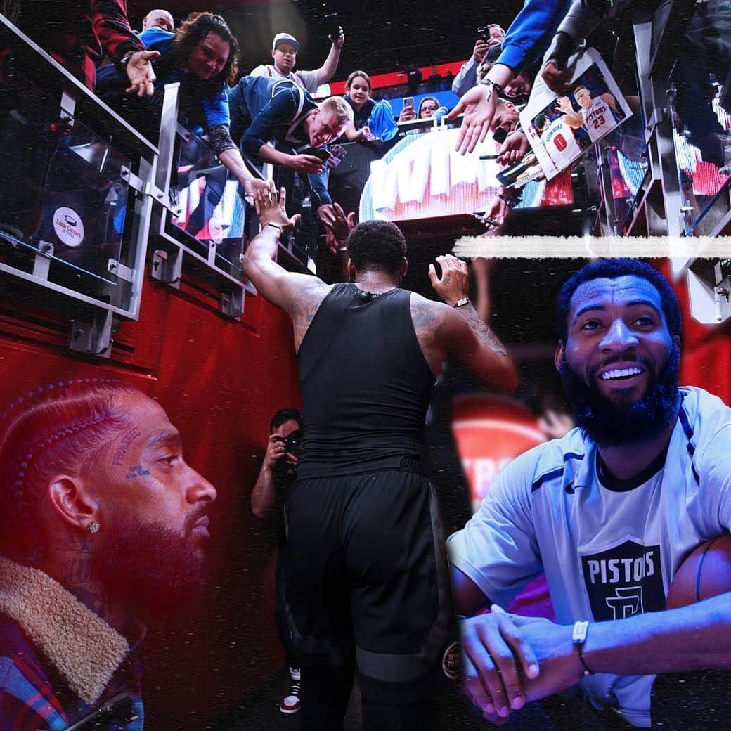 アンドレ・ドラモンドのインスタグラム：「Dedication, hard work plus patience. The sum of all my sacrifice, I'm done waitin - @nipseyhussle  #ForTheCulture #GameDay 🦍🦍」
