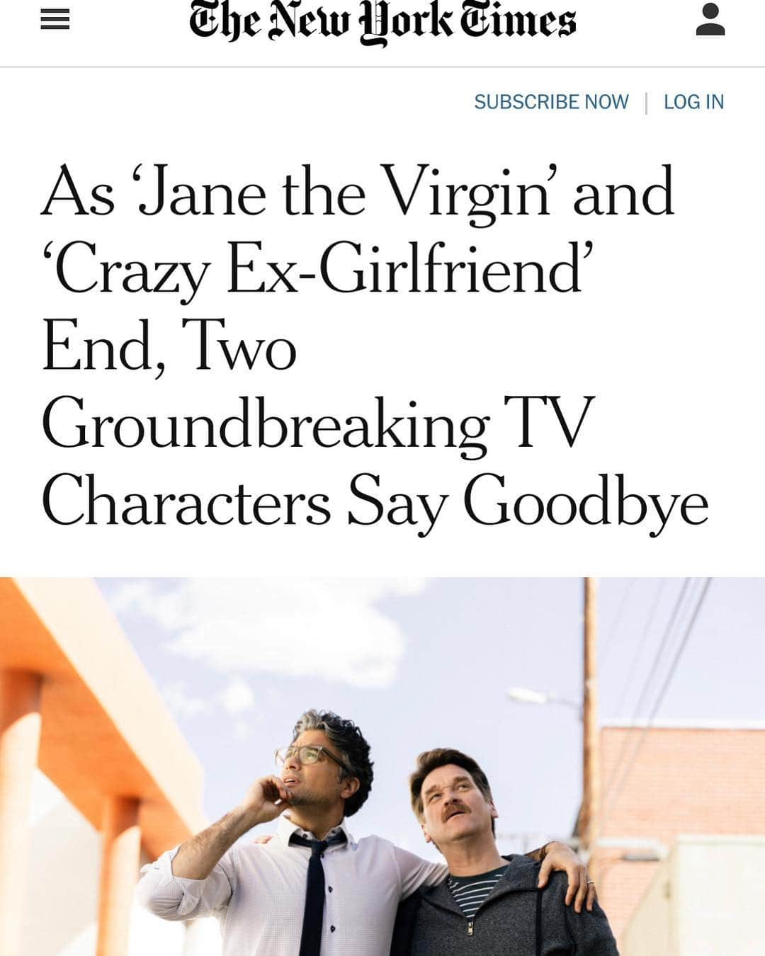 ハイメ・カミールさんのインスタグラム写真 - (ハイメ・カミールInstagram)「Thank you for the interview @nytimes 🙏🏼☺️ I loved sharing the story with the amazing @mrpetegardner from @cw_crazyxgf @cwjanethevirgin #janethevirgin #season5 #finalseason #goodbyejane / Gracias por la entrevista #NYtimes 🙌🏼🕺🏽🎉」4月2日 7時01分 - jaimecamil