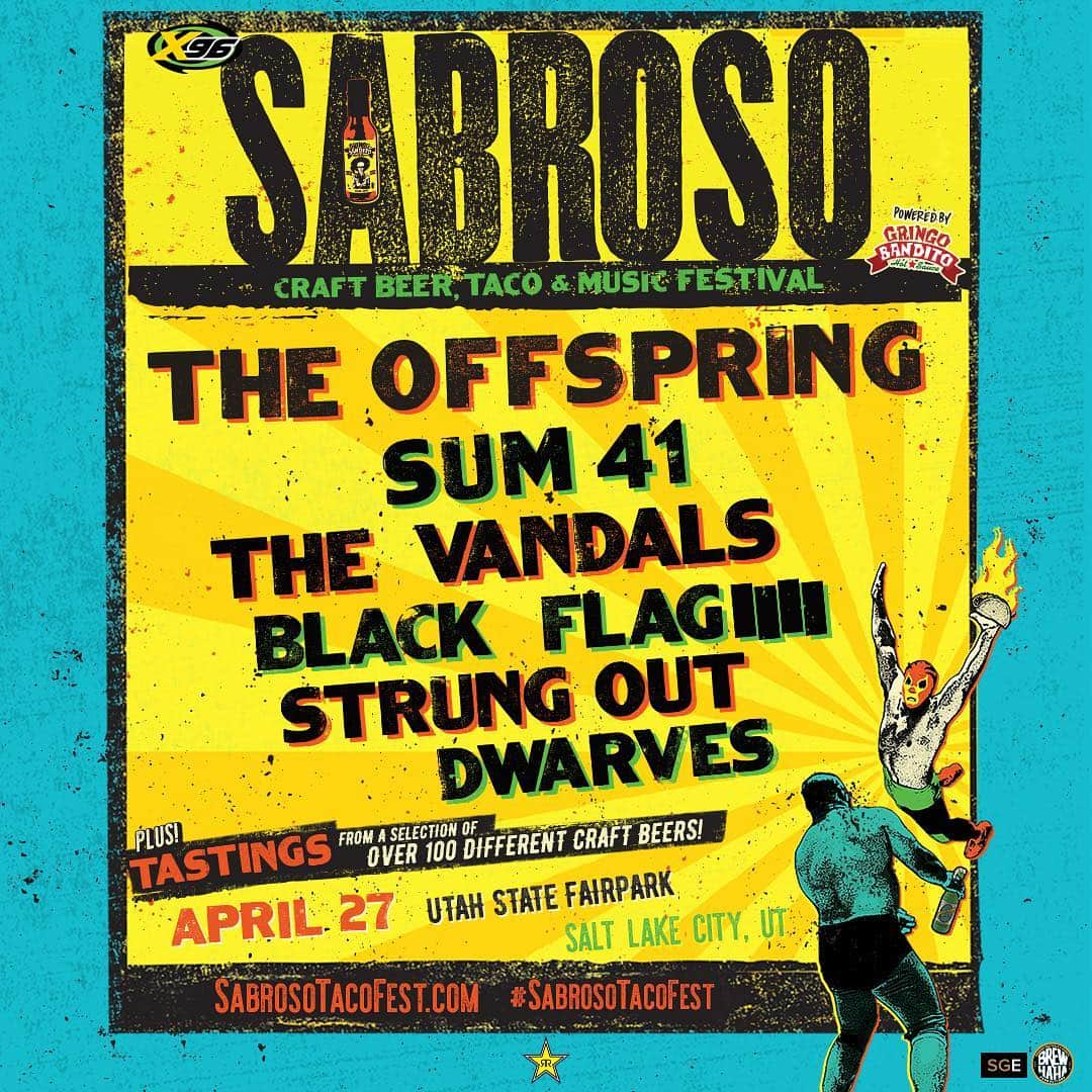 Sum 41さんのインスタグラム写真 - (Sum 41Instagram)「Can’t wait to see our friends @offspring at @sabrosotacofest #SaltLakeCity on 4/27! [link in story] #SabrosoTacoFestival #SabrosoFestival #SabrosoFest #Sabroso」4月2日 7時07分 - sum41