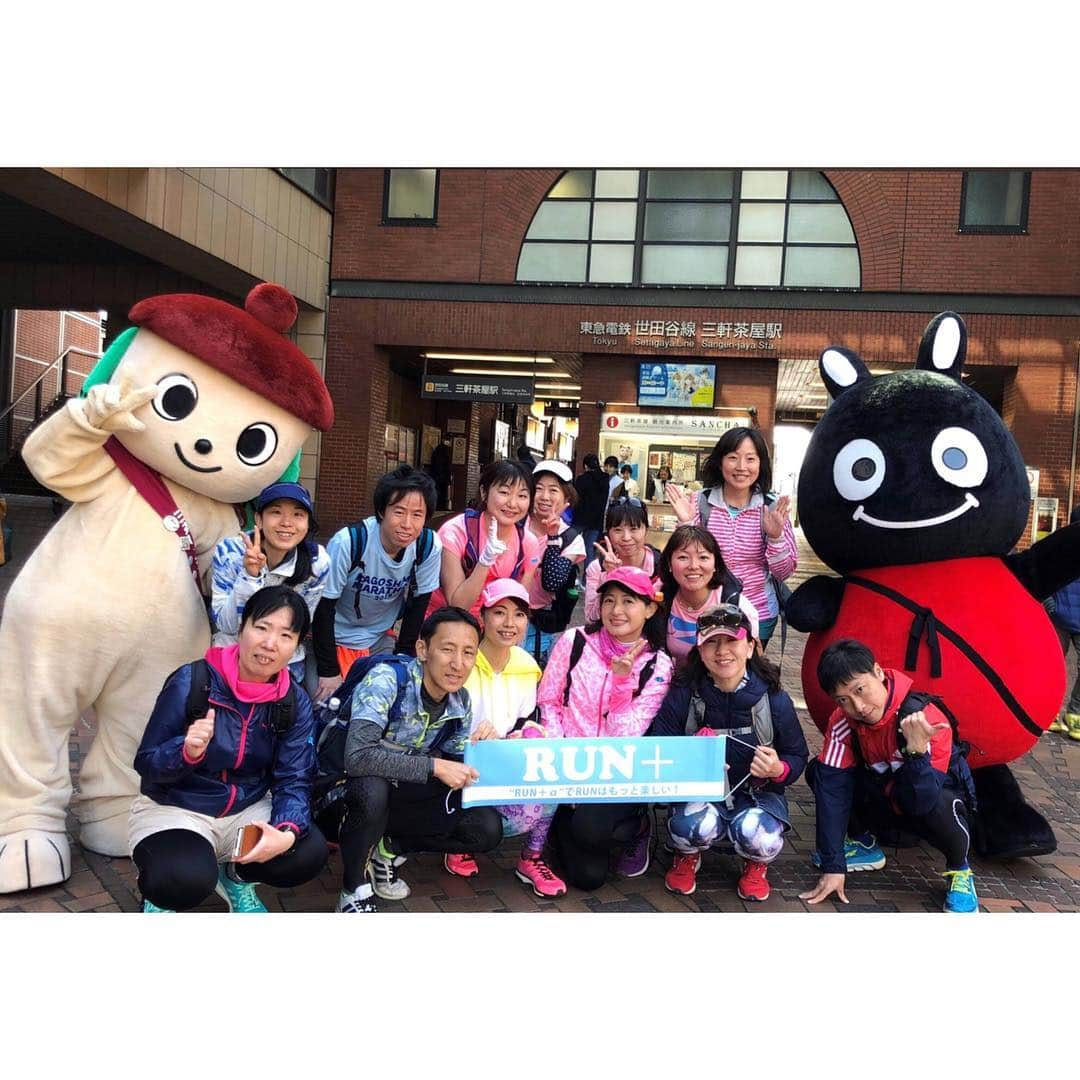 run+さんのインスタグラム写真 - (run+Instagram)「2019.03.31 春RUN漫［#花巡りラン Ver1.］ 桜をメインに、春の花を見ながら🏃‍♀️🏃‍♂️ 季節の草花を盛り込んだ御朱印と、おいしいだけじゃない鮮やかなオープンサンド。 そして春の花以上に華やかでチアフルなランパワー✨ 走りながら🌸見て、🌸御朱印頂いて、🌸食べて全身で春を満喫。 見頃を迎えた満開の桜、緑道を彩る様々な春の花💐 絶好の #お花見ラン 日和に♥ ・ 麻布十番→麻布氷川神社→渋谷氷川神社→ローランズ→目黒氷川神社→太子堂八幡→キャロットタワー の 17.54km ・ 【麻布十番】みんなを待つもまさかの曇天に一抹の不安… ・ 【麻布氷川神社】お雛様と桜が可愛い御朱印。 神社の後ろに高くそびえるマンションのミスマッチな独特の景観 ・ 【渋谷氷川神社】和の神社と洋花の組み合わせが、レアなチューリップの御朱印。 渋谷から近いとは思えないほど広い境内 ・ 【ローランズ】美味しいだけじゃない、食べれるお花の華やかなオープンサンド。 満開の桜を眺めながら #都会のオアシス でランチ ・ 【目黒氷川神社】目黒川に咲く桜の御朱印。 高ーい階段を上がって入ると、和傘と野立ての素敵な境内 ・ 【烏山川緑道】両側に花々が溢れる緑道で春の花満喫っ！ ・ 【太子堂八幡神社】花の大仏様とインコの御朱印。境内では沢山のうさちゃんと頂いた御朱印のモデル!?の様なインコちゃん。 ・ 【太子堂商店街】三茶の商店街を抜けてゴール地のキャロットタワーへ ・ 【キャロットタワー】世田谷商店街"がーやん"と、三茶のマスコット"三茶わん"に遭遇！とっても賑やかな集合写真 ・ 花を見ながら走るのはもちろん、御朱印もエイドも花をポイントに考えた今回の #花巡りラン 最後のゆるキャラサプライズ登場&撮影は嬉しい想定外🤣 ・ ご一緒頂いた皆さまありがとうございました！！ ・ ＊-------------------------------------------------＊ #RUNPLUS #ランニケーション #run➕ #run➕おいしい #run➕パワーチャージ #RUN詣 #run➕御朱印 #run➕友達 ＊-------------------------------------------------＊ ・ #御朱印 #御朱印ラン #御朱印RUN ・ #花見ラン #花見RUN #桜ラン ・ #花見  #桜 #ランニング #RUN #ゆるラン #走れるって幸せ ・ #ガーミン #エディブルフラワー #ハシリマスタグラム #ハシリマシタグラム #走るひと #ランニケーション ・ #Runday #RunLovesLife」4月2日 12時11分 - runplus