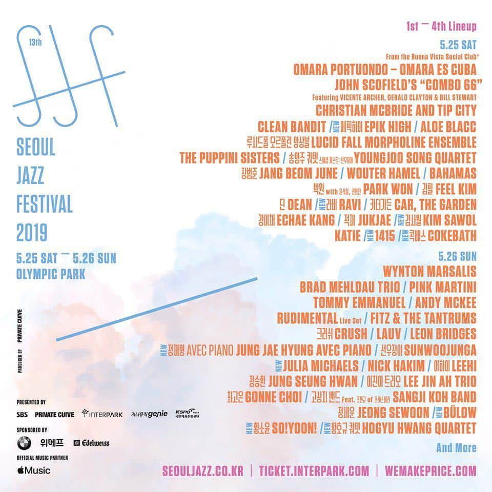 VIXXさんのインスタグラム写真 - (VIXXInstagram)「#Repost @seouljazzfestival with @get_repost ・・・ [SJF ANNOUNCEMENT: 4차 라인업 발표] 제13회 서울재즈페스티벌 2019 1~4차 라인업 _ ▶ 티켓가: 2일권 245,000원 / 1일권 165,000원 ▶ 예매처: 인터파크(https://bit.ly/2t0p5A1 / 1544-1555), 위메프(https://bit.ly/2F1kNPi / 1588-4763) _ Jazz UP Your Soul THE 13th SEOUL JAZZ FESTIVAL 2019 5월 25일(토)~26일(일) | 올림픽공원 . WHO’S NEXT @ Seoul Jazz Festival 2019」4月2日 13時31分 - vixx_stargram