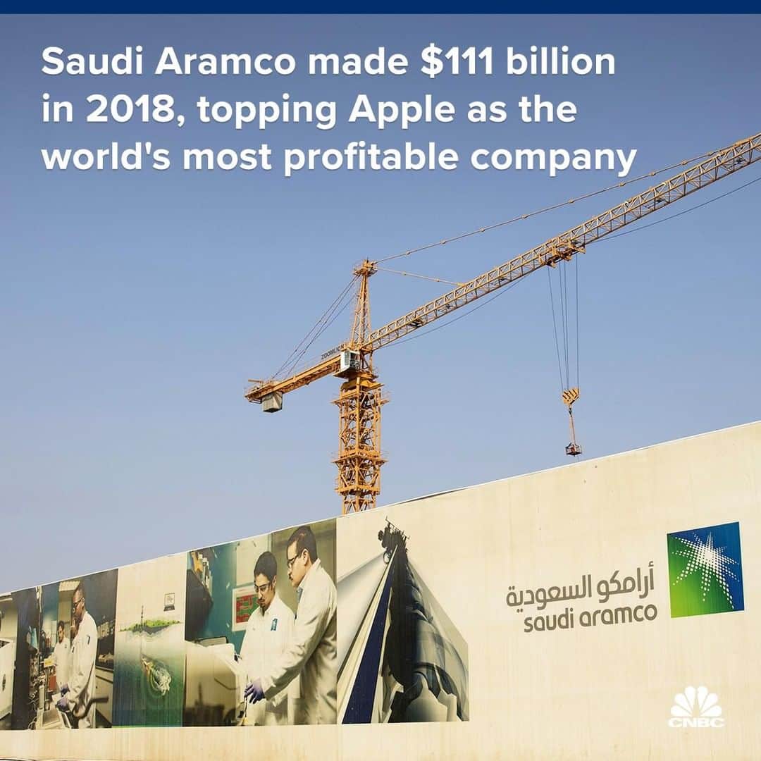 CNBCさんのインスタグラム写真 - (CNBCInstagram)「Saudi Aramco is by far the most profitable company in the world, according to financial data disclosed by the state-run oil giant in Saudi Arabia.⁣ ⁣ The company made a whopping $111 billion in 2018, the data shows. By comparison, Apple made $59.53 billion in fiscal 2018.⁣ ⁣ Saudi Aramco made its financial information available in a prospectus for a $10 billion bond sale, which the company plans to use to finance a nearly $70 billion stake in Saudi Arabia's petrochemicals company.⁣ ⁣ You can read more, at the link in bio. ⁣ ⁣ *⁣ *⁣ *⁣ *⁣ *⁣ *⁣ *⁣ #SaudiAramco #SaudiArabia #Apple #Company #Profits #Business #Finance #Finances #BusinessNews #Wealth #Value #Money #CNBC⁣ ⁣」4月2日 20時04分 - cnbc