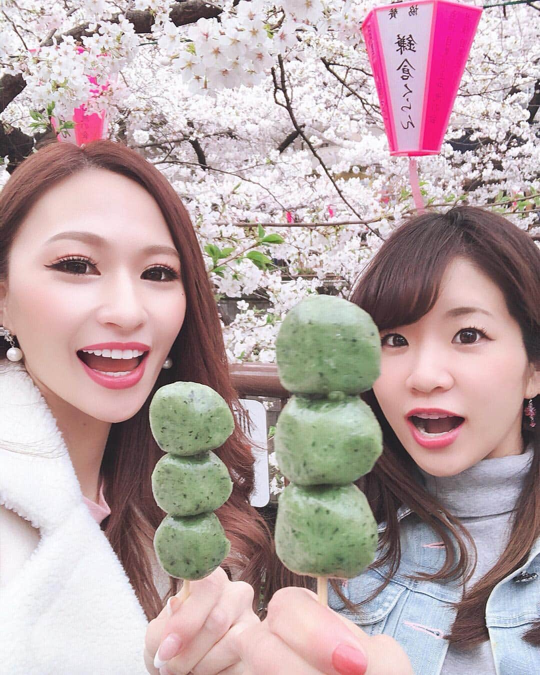 二重の女神 まあささんのインスタグラム写真 - (二重の女神 まあさInstagram)「. 寒かった！﻿ とにかく寒かった！！ 顔がもう寒いって言ってる！笑﻿ ﻿ ﻿ #よもぎ団子 🍡甘くて﻿ とーっても美味しかった🤤❤️﻿ ﻿ いちご🍓も何個でも﻿ 食べれちゃうほどの美味しさ💞﻿ ﻿ ﻿ #﻿spring #cherryblossom #cherryblossomtree #sakura #instapic #hanami #nakameguro #nakameguroriver #2019春 #花見 #お花見 #桜 #目黒川 #中目黒 #目黒川の桜 #いちご #インスタ映え #お散歩 #桜並木 #スパークリング と見せかけて#サイダー」4月2日 21時26分 - maasa.05