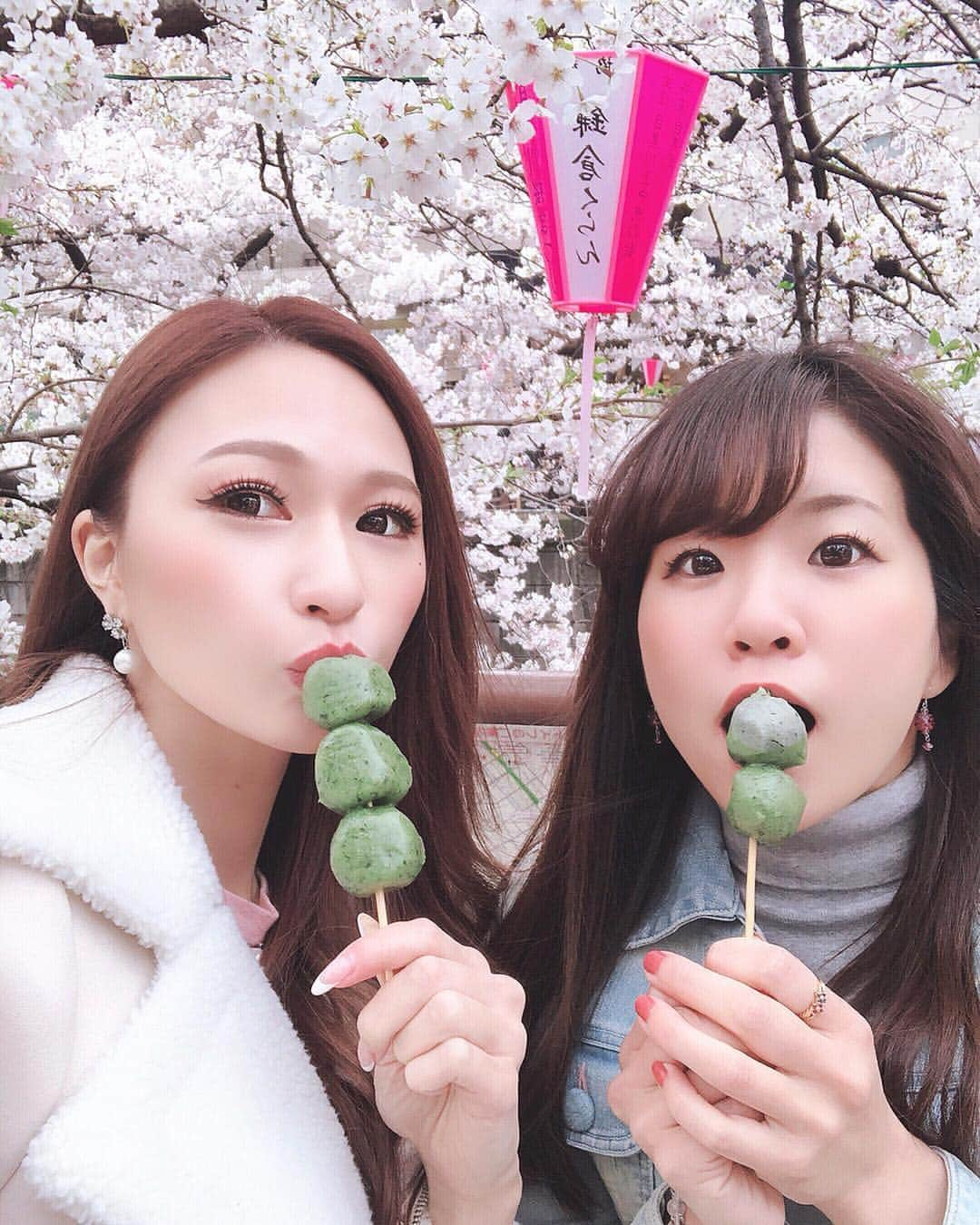 二重の女神 まあささんのインスタグラム写真 - (二重の女神 まあさInstagram)「. 寒かった！﻿ とにかく寒かった！！ 顔がもう寒いって言ってる！笑﻿ ﻿ ﻿ #よもぎ団子 🍡甘くて﻿ とーっても美味しかった🤤❤️﻿ ﻿ いちご🍓も何個でも﻿ 食べれちゃうほどの美味しさ💞﻿ ﻿ ﻿ #﻿spring #cherryblossom #cherryblossomtree #sakura #instapic #hanami #nakameguro #nakameguroriver #2019春 #花見 #お花見 #桜 #目黒川 #中目黒 #目黒川の桜 #いちご #インスタ映え #お散歩 #桜並木 #スパークリング と見せかけて#サイダー」4月2日 21時26分 - maasa.05