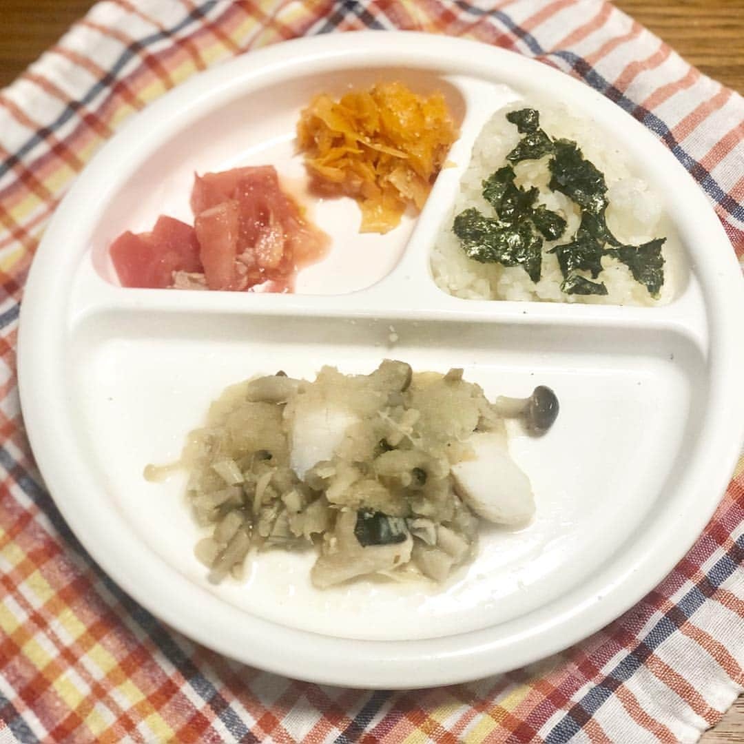 菅野広恵さんのインスタグラム写真 - (菅野広恵Instagram)「＊＊＊ ひーくんの離乳食記録🍼 洋食も好きだけど、結構シブい物が好きなひーくん‼︎ ひーくんのお気に入りは、今は1番大根ですね🤣‼︎ 今日も大根があったらそれが食べたくて仕方なく今まであまり手づかみもしなかったのに急いで手にとり口に放り込む🤣w とにかく野菜が1番好き！トマト、白菜、ニラ、玉ねぎ、ブロッコリーなど大好き！ ・ ひーくんの好きな離乳食10個まとめてみました☺️ ・ ✔︎1枚目 ＊ラタテゥーユ風パスタ →野菜たっぷり入れられるので好き！ ＊かぼちゃサラダ ＊いちごとキウイ ・ ✔︎2枚目 ＊肉じゃが →味付けが好きみたい ＊ツナと卵 ＊シャケごはん ＊果物 ・ ✔︎3枚目 ＊カレーライス →お弁当で冷たくても食べる ＊人参ラペ ＊卵とつな ・ ✔︎4枚目 ＊タラとキノコのミゾレ煮 →お魚も大好き！鯖とかも好き。 ＊トマトとオリーブオイルのサラダ ＊人参ごまあえ ・ ✔︎5枚目 ＊お野菜たっぷりうどん →うどんも大好き！野菜は気分で変える。 ＊大根の煮物 ＊ひじき ＊フルーツ ・ ✔︎6枚目 ＊味噌汁ごはん →味噌の味も好きなよう。 ＊紫大根のステーキ →紫大根のステーキも大ヒット！ ＊白菜と豚肉 ・ ✔︎7枚目 ＊大根のそぼろごはん →大根とそぼろの組み合わせは特に好き。 ＊かぼちゃ煮 ＊トマト、ぶどう ・ ✔︎8枚目 ＊キャベツと玉ねぎのクリームソースごはん →クリーム系もやっぱり好きよね。野菜の甘みも好きみたい。 ＊ジャガイモサラダ ＊トマトのゴマサラダ ・ ✔︎9枚目 ＊ピーマンのジャガツナつめ ＊お豆腐と小松菜のハンバーグ ＊大根と塩昆布サラダ →これが大ヒット！生の大根はじめて食べたね。 ・ ✔︎10枚目 ＊カレイとキノコと玉ねぎのバター煮 ＊大根そぼろのとろみ ＊ひじき →ひじきも好きすぎて手で食べようとしてたけど細すぎてボロボロに🤣 ・ ひーくんに喜んでもらえるように 、栄養とバランスを考え、食べるって楽しい✨と思ってもらえるように、これからもひーくんごはん作っていきたいと思います☺️ ・ #ママリ  #新米ママ  #男の子ママ  #育児日記  #ベビフル #幼児食プレート  #1歳離乳食 #1歳4ヶ月  #赤ちゃんの成長 #育児中  #関西ママ #関西ママ友募集  #幼児食献立  #親バカ部ig_baby  #幼児食レシピ  #赤ちゃんとお出かけ #幼児食 #生後16ヶ月 #赤ちゃんのいる生活  #離乳食後期  #mamagirl  #離乳食完了期  #ベビー服 #ベビーグッズ #2017_autumn_baby部  #離乳食 #離乳食記録 #離乳食メモ  #離乳食献立 #ひーくんのごはん」4月2日 21時30分 - hiroesugano