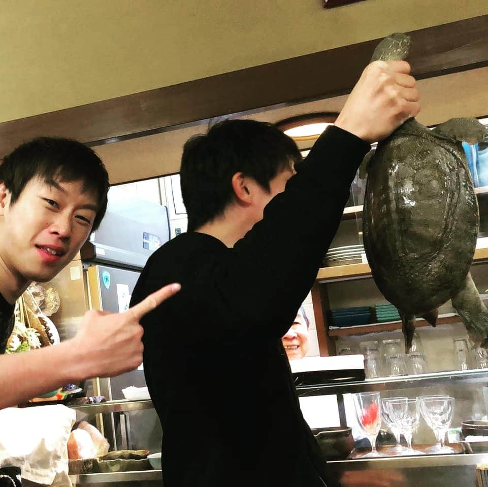 清水聡さんのインスタグラム写真 - (清水聡Instagram)「先日スッポン食べました♪ お店の店主に1.5kgの大物を仕入れていただきました！ これ噛まれたらやばいやつだよね！ 噛まれたことある人いたら教えてください👍笑 ワタナベジムの田口くんとも色々と話出来ました♪ 世界戦お疲れ様でした！ #ボクシング#boxing#スッポン」4月2日 21時55分 - satoshishimizu0313