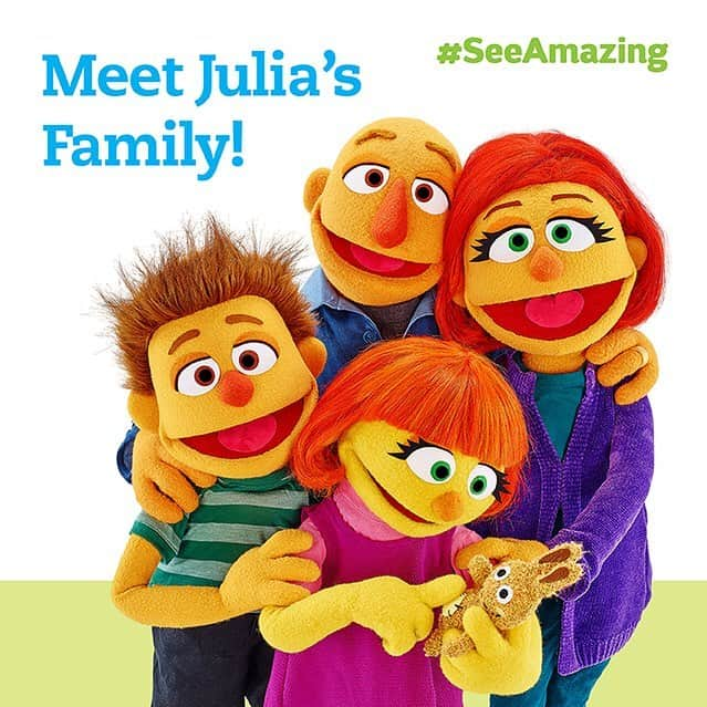 セサミストリートさんのインスタグラム写真 - (セサミストリートInstagram)「We are thrilled to continue expanding our See Amazing initiative this month with the introduction of Julia’s family for the first time in Muppet form! Julia’s parents, big brother, and dog Rose appear in new videos to celebrate the importance of families and all that they have in common. Click the link in our bio to watch the new videos now. #SeeAmazing」4月2日 22時52分 - sesamestreet