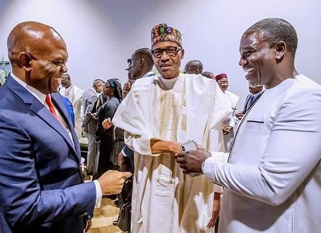 エイコンのインスタグラム：「With Nigeria’s powerhouse @tonyoelumelu and the President of Nigeria @muhammadubuhari having a great laugh. The future of Africa is so bright.」