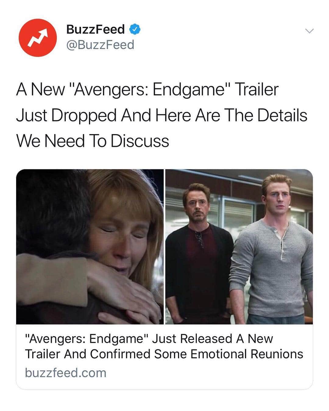 BuzzFeedさんのインスタグラム写真 - (BuzzFeedInstagram)「Click the LINK IN BIO to watch the new trailer and see our breakdown. You ready? #AvengersEndgame 🍿」4月3日 1時42分 - buzzfeed