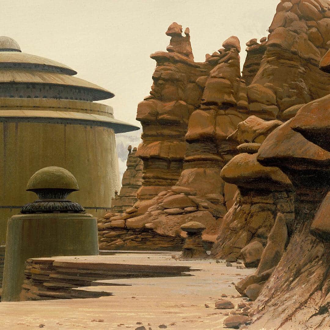 スター・ウォーズさんのインスタグラム写真 - (スター・ウォーズInstagram)「C-3PO and R2-D2 approach Jabba the Hutt’s palace in Ralph McQuarrie’s production illustration from #StarWars: Return of the Jedi. #ReturnOfTheJedi」4月3日 2時01分 - starwars