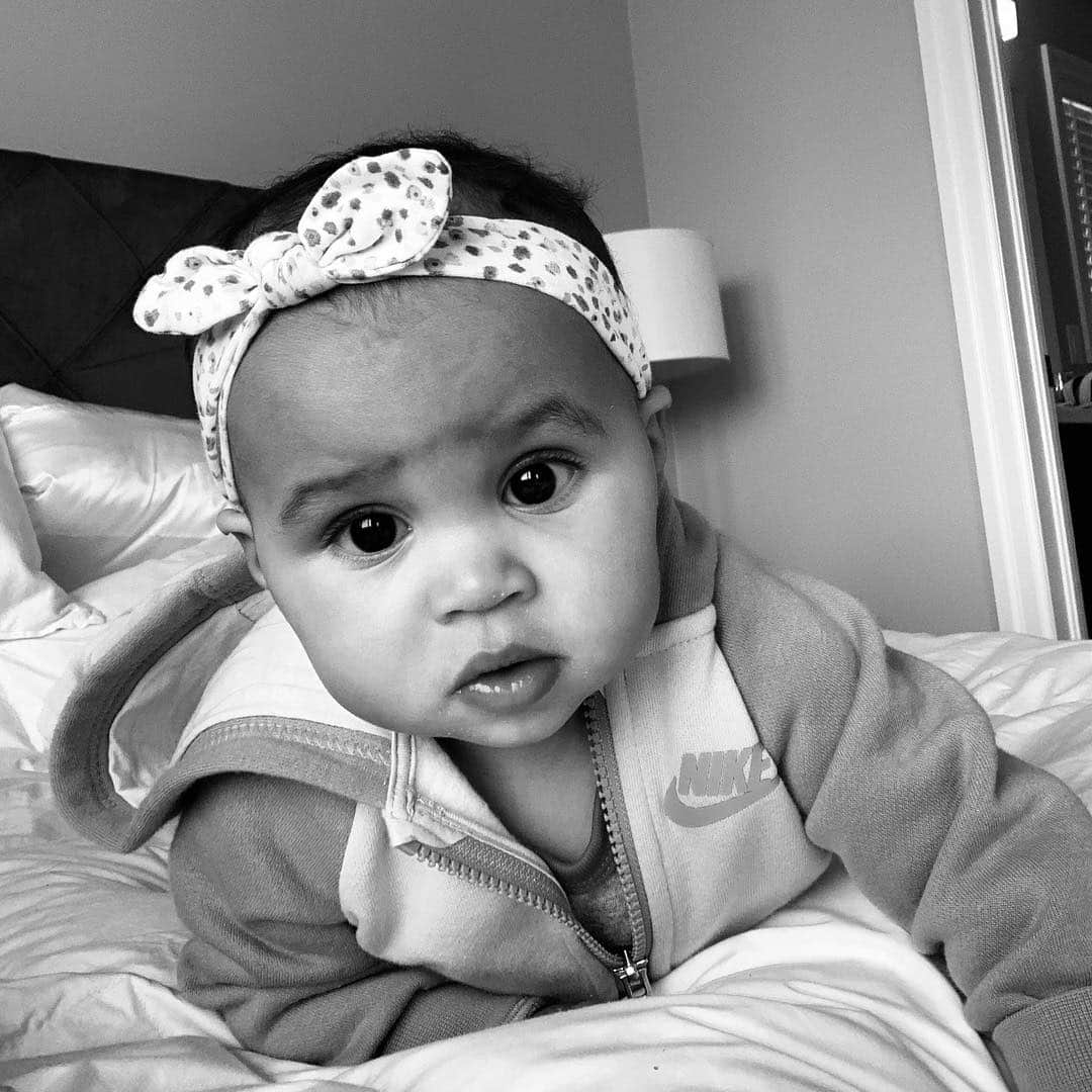 メリッサ・ビショップのインスタグラム：「Where the heck does time go? How are you here for 9mo already? You have brought us an incredible amount of joy and love sweet girl 💜 Keep doing you!  #misscorinne #thenriagus #girlmom #nike #nikebaby」