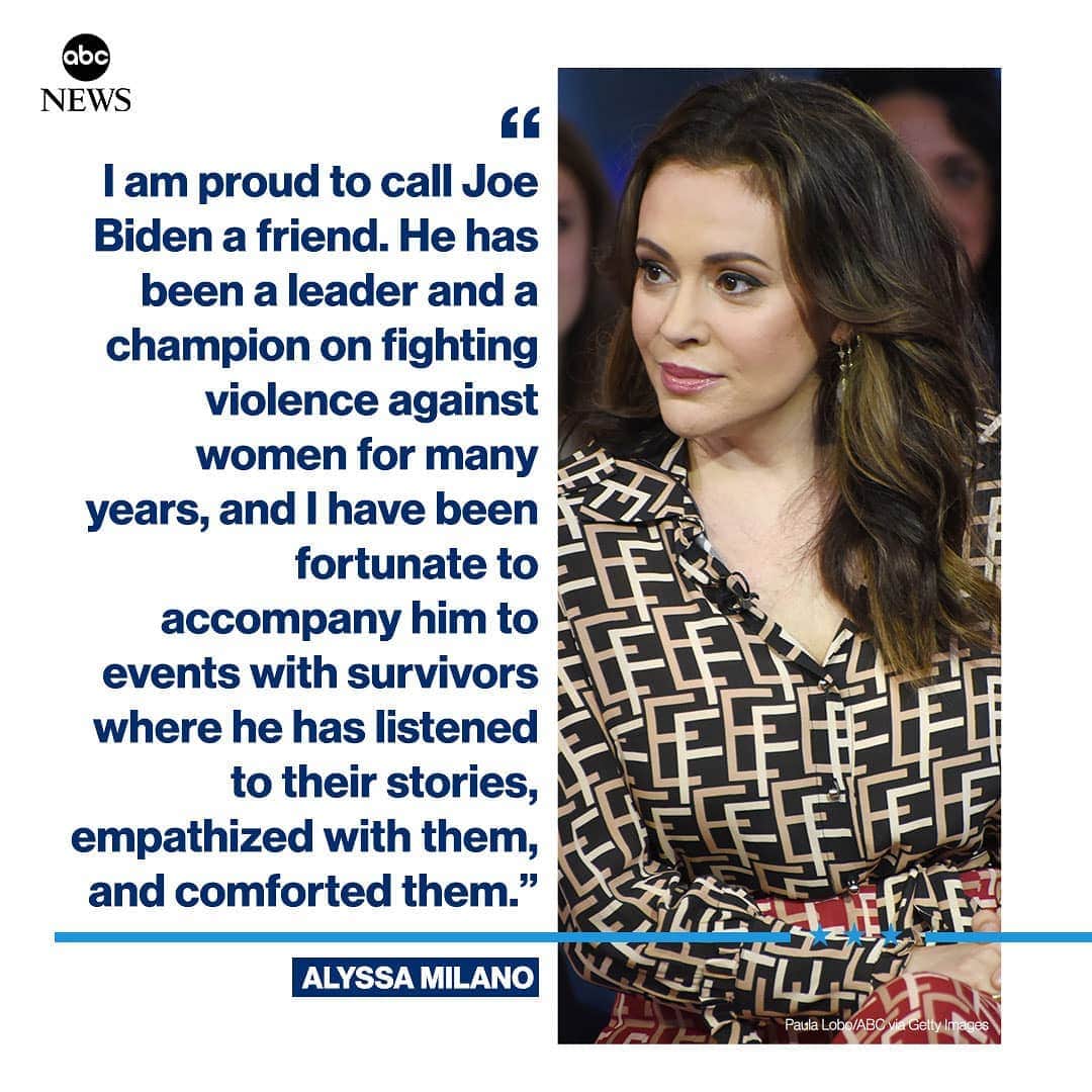 ABC Newsさんのインスタグラム写真 - (ABC NewsInstagram)「#MeToo activist Alyssa Milano stands behind Joe Biden, saying the former vice president is "exactly the leadership we need." #alyssamilano #joebiden」4月3日 2時15分 - abcnews