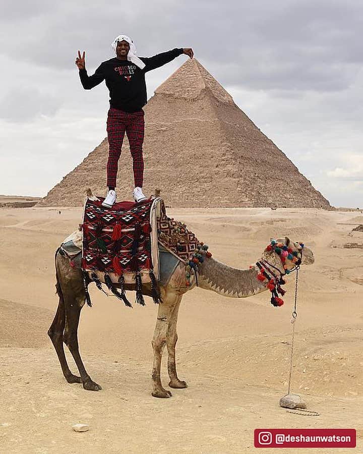 NFLさんのインスタグラム写真 - (NFLInstagram)「Living large in Cairo, Egypt! ✌️🐪 (via @deshaunwatson)」4月3日 2時24分 - nfl