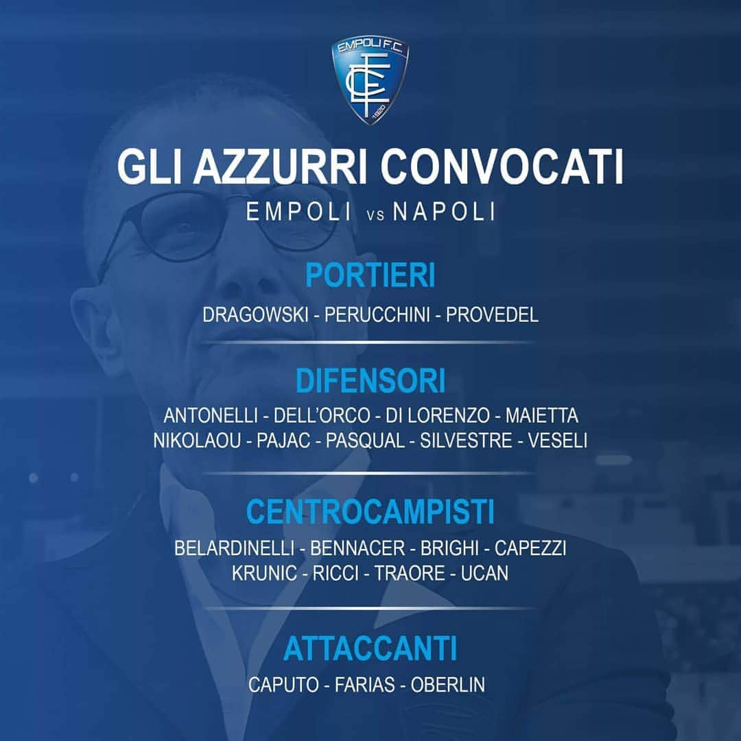 エンポリFCさんのインスタグラム写真 - (エンポリFCInstagram)「Sono 2⃣3⃣ gli azzurri convocati da mister Andreazzoli per la sfida con il Napoli in programma domani alle ore 19.00 al Castellani」4月3日 3時00分 - empoli_fc_official