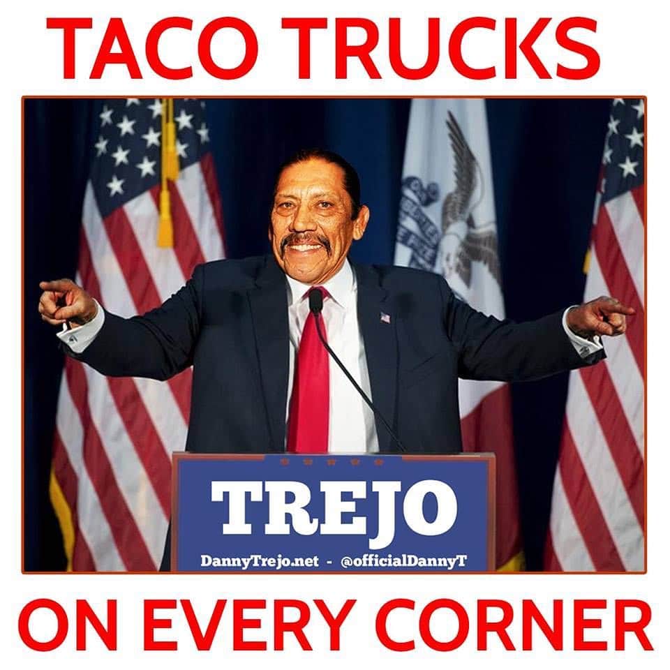 ダニー・トレホさんのインスタグラム写真 - (ダニー・トレホInstagram)「Comment below to share your support! #TacoTuesday . . . #taco #tacos #machete #president #trejostacos」4月3日 4時55分 - officialdannytrejo