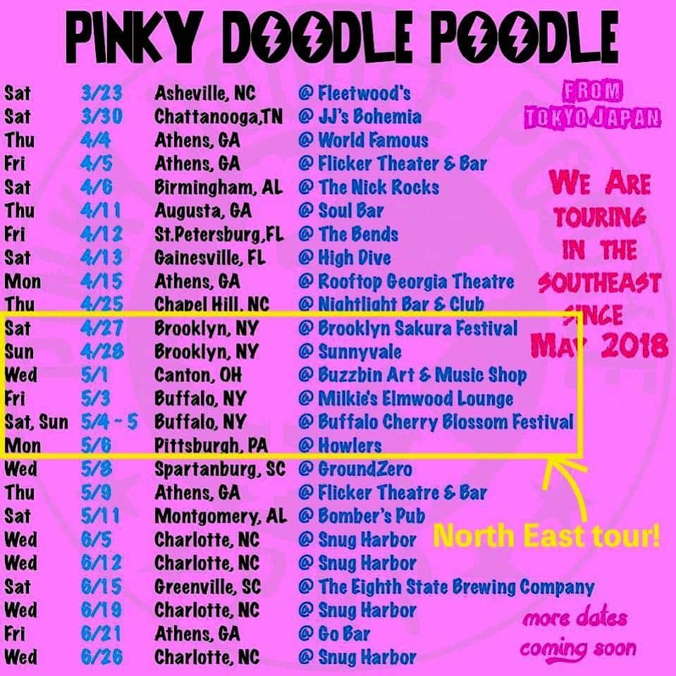 PINKY DOODLE POODLEさんのインスタグラム写真 - (PINKY DOODLE POODLEInstagram)「We’re going to New York, Ohio and Pennsylvania!!! We had been touring in South East since May 2018. Finally we’re going to North East from late April to early May!! . . #pinkydoodlepoodle  #pdp  #ustour2019  #highenergyrocknroll  #livemusic #rockmusic #rock #rockband  #japanese  #ustour #livetour  #tourlife #musicianlife #musician #gibsonguitars #gibsonbass #gibson #eb3 #lespaul #marshallamps #vintage #femalebassist #femalevocalist #アメリカ #海外旅行 #音楽」4月3日 6時43分 - pinkydoodlepoodle